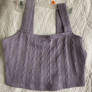 Purple Knitted Crop Top